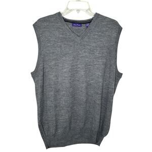 Alan Flusser Gray V-Neck Grandpacore Lightweight Wool Blend Sweater Vest XL NWT